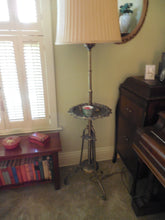 Load image into Gallery viewer, Brass Standing Lamp with tray and shade