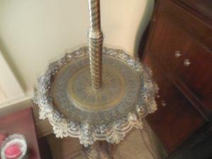 Brass Standing Lamp with tray and shade