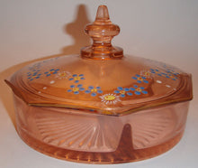Load image into Gallery viewer, Depression Glass Pink Octagonal Candy Dish with Lid
