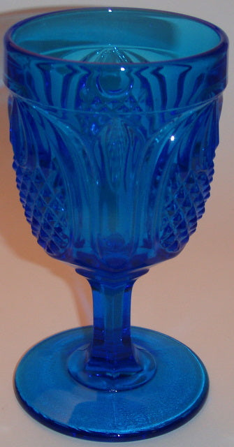 Fenton Pineapple Blue Water Goblet
