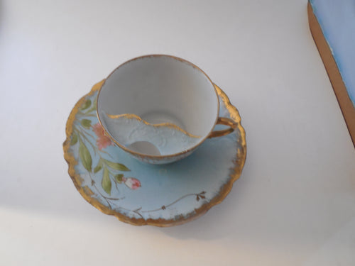 Mustache Cup and Matching Saucer Royal Saxe