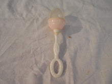 Load image into Gallery viewer, Pink Plain Baby Rattle with Design on White Handle